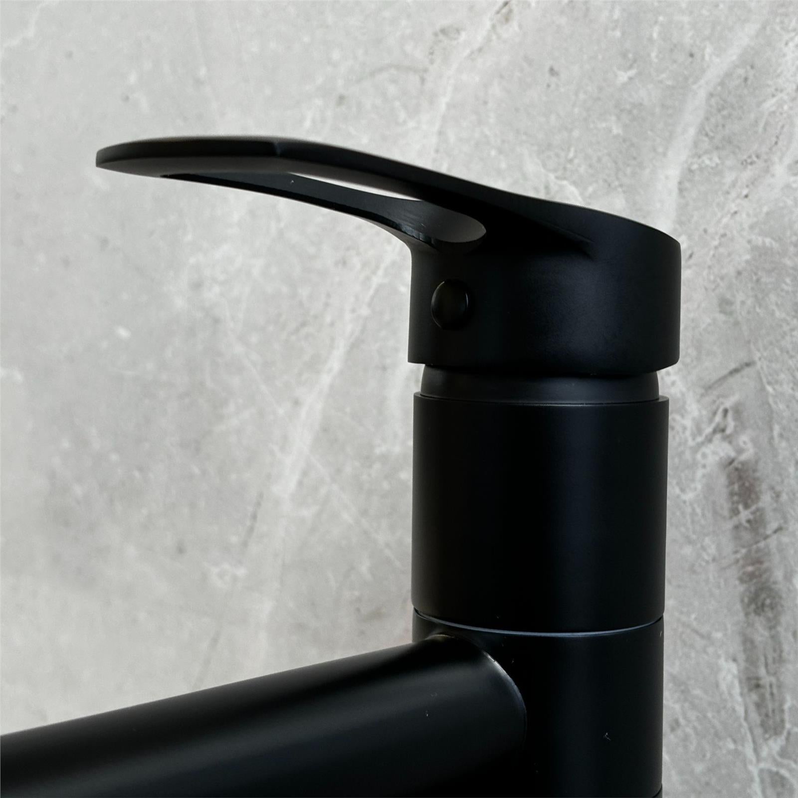 Liquida W16BL Single Lever 360 Degree Swivel Spout Black Kitchen Tap